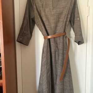 Sharagano Mid length Brown A line classic dress.